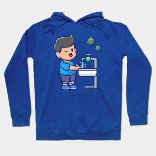 Cute boy washing hand cartoon Hoodie